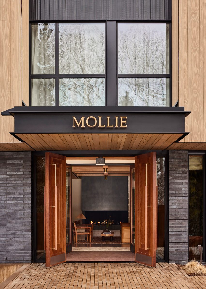 Entrada Mollie Apsen con logo en el cono de entrada
