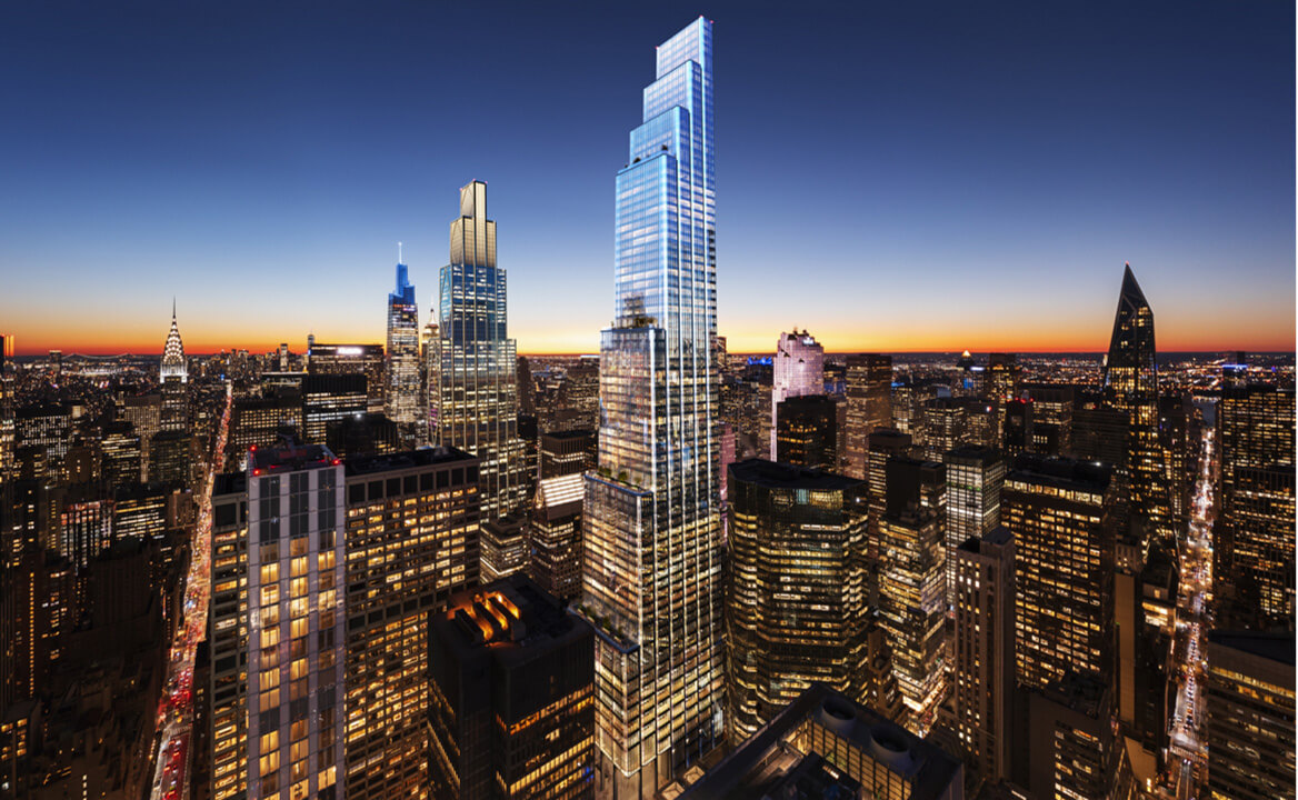 Vista nocturna de 350 Park Avenue