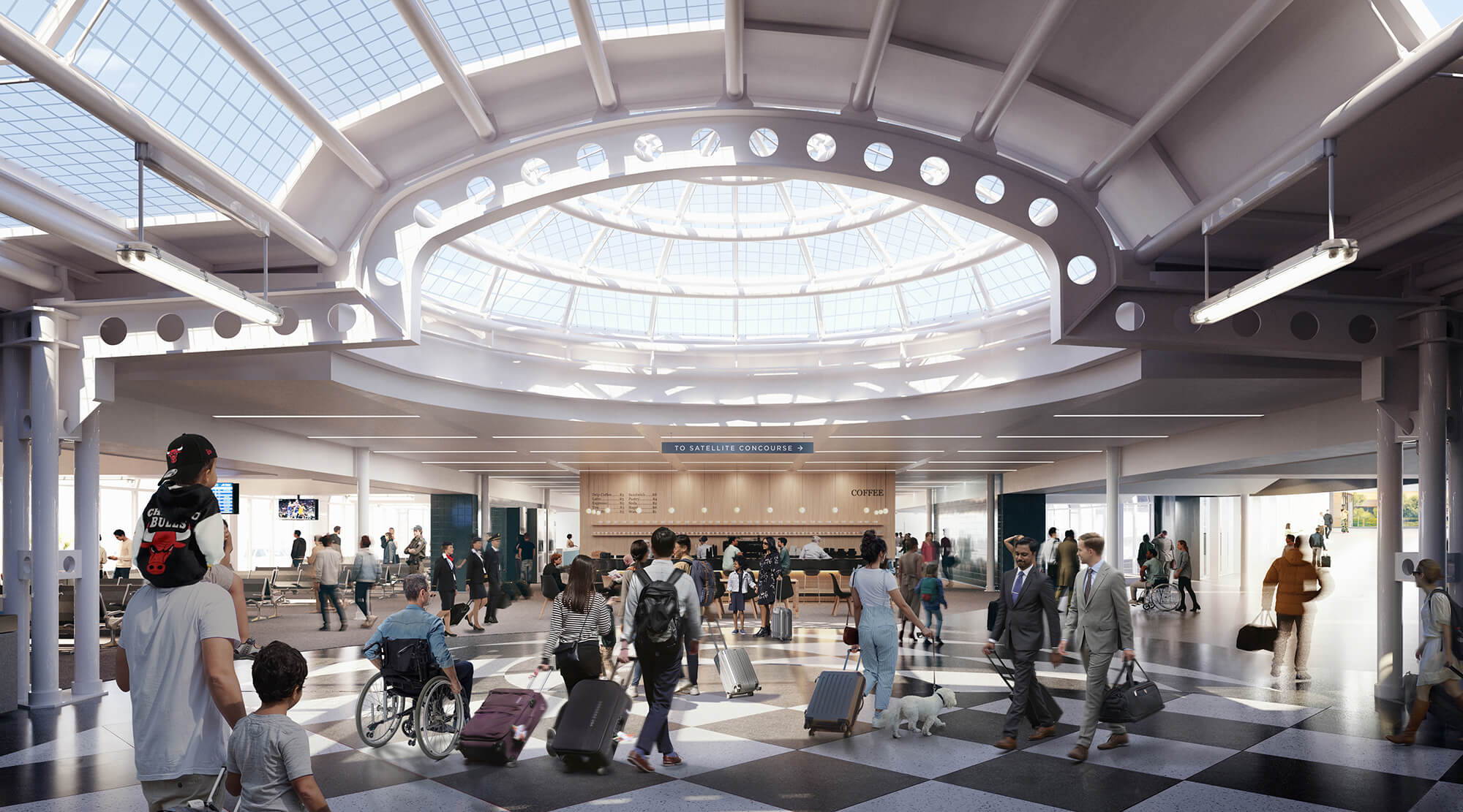 renderizado del interior del aeropuerto