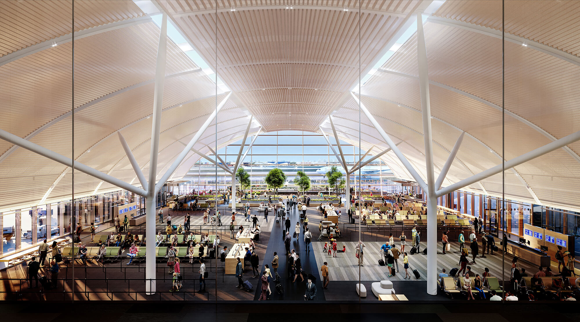 renderizado del interior del aeropuerto