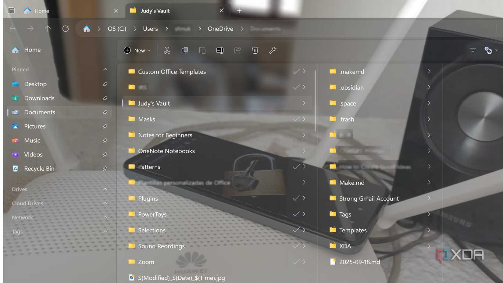 Archivos que muestran la aplicación como un fondo que muestra archivos y carpetas