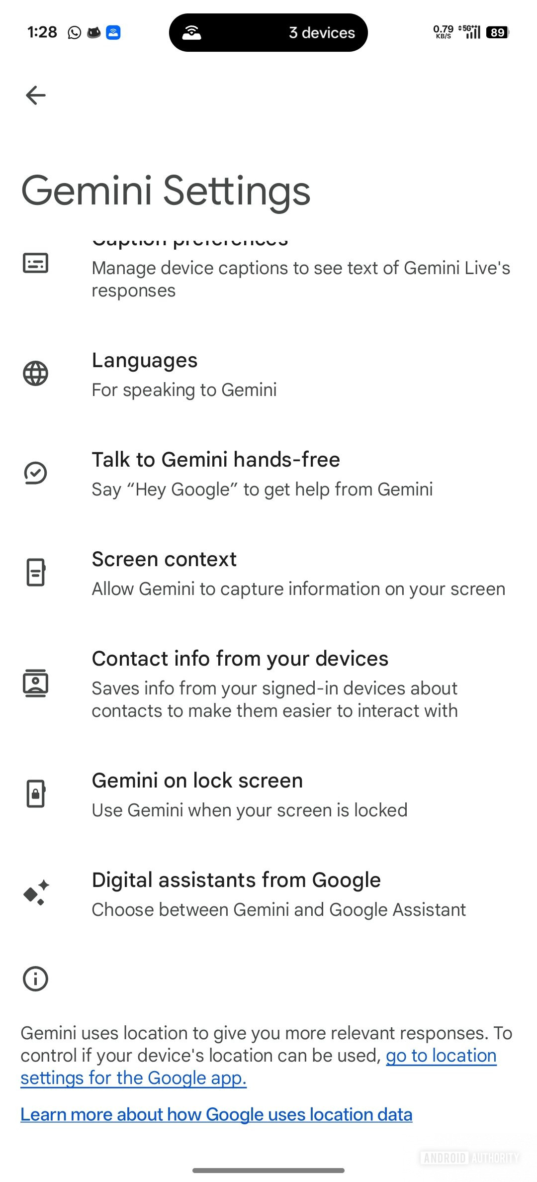 Pantalla de selección de asistente digital de configuración de Gemini