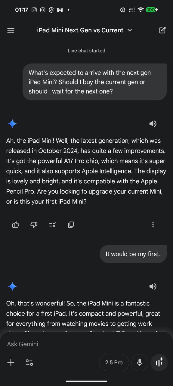 Géminis directamente iPad de próxima generación.