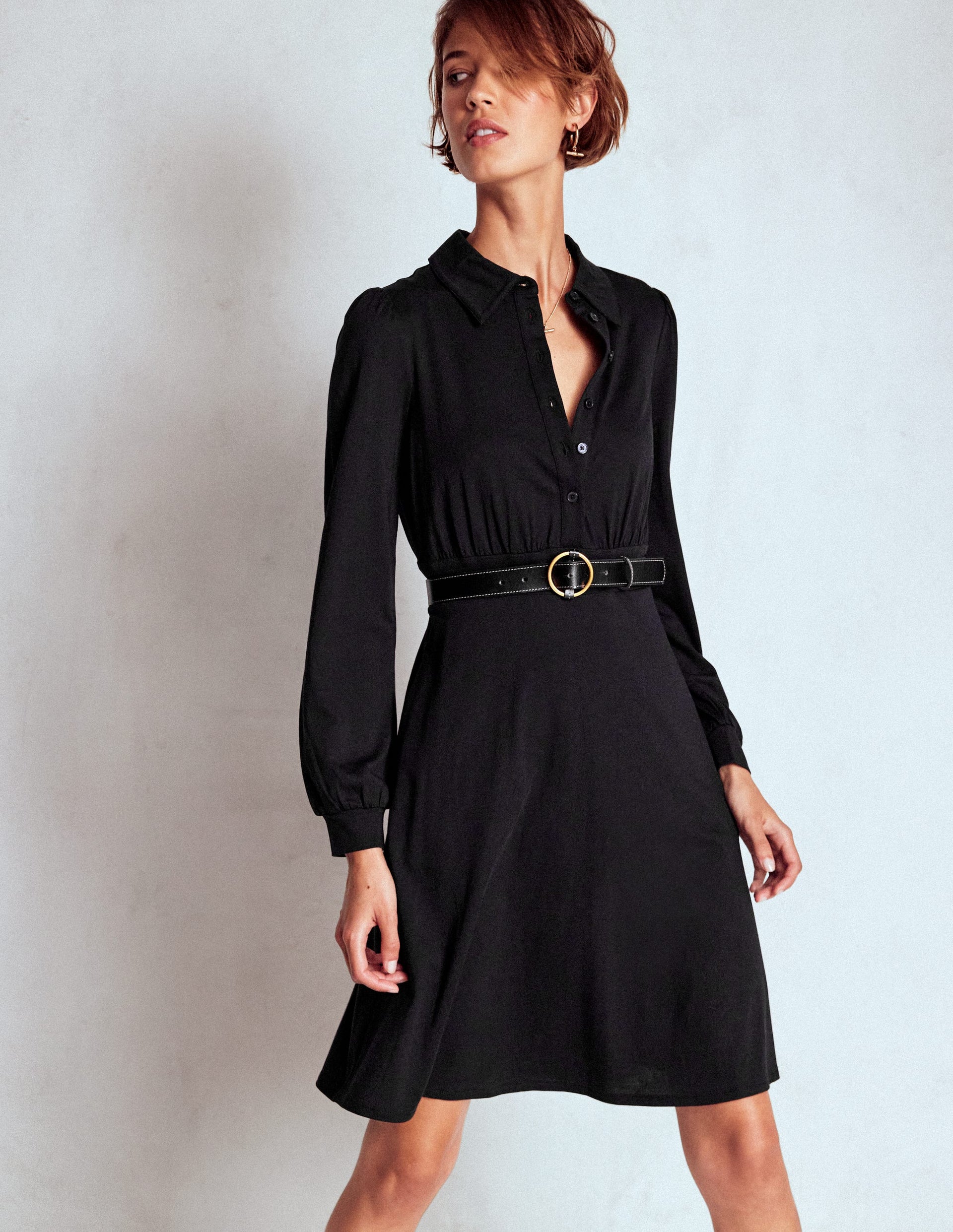 Vestido camisero corto de punto Orla-Negro